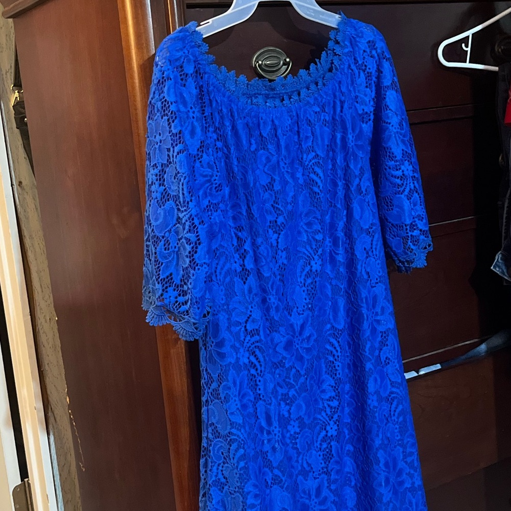 Lacy blue dress for the holidays or parties.
